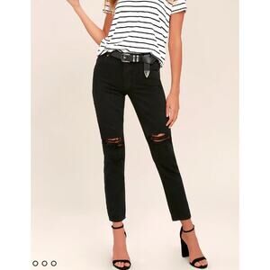 Rollas Miller Black Distressed Ankle Skinny Mid rise Non Stretch Fitted Jeans 29